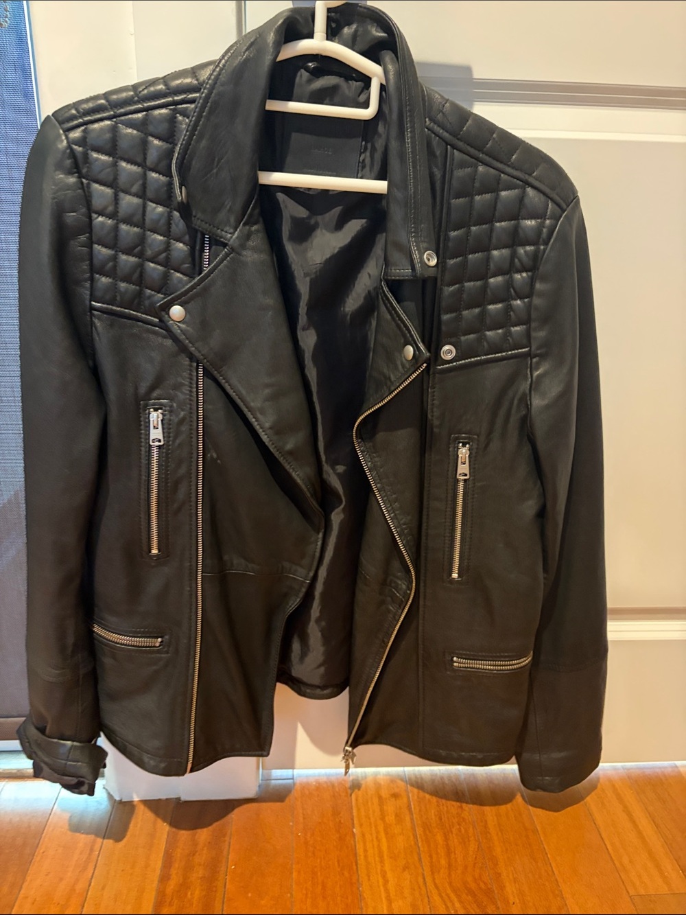 All saints - quilted black leather jacket